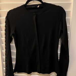 Elie Tahari black wool crew neck cardigan